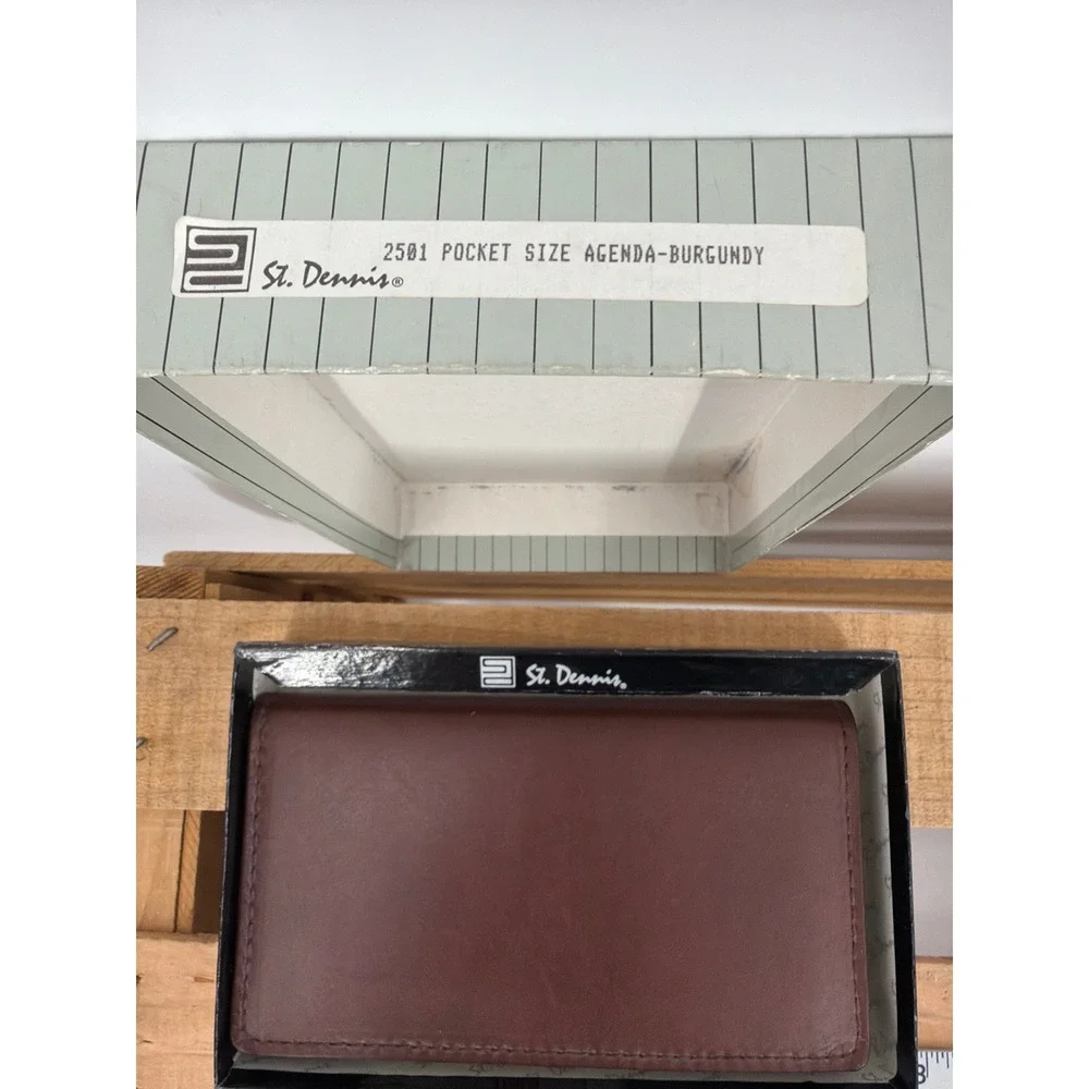 Vintage St. Dennis Pocket Size Agenda Burgundy Leather Diary‎ Address Book NOS